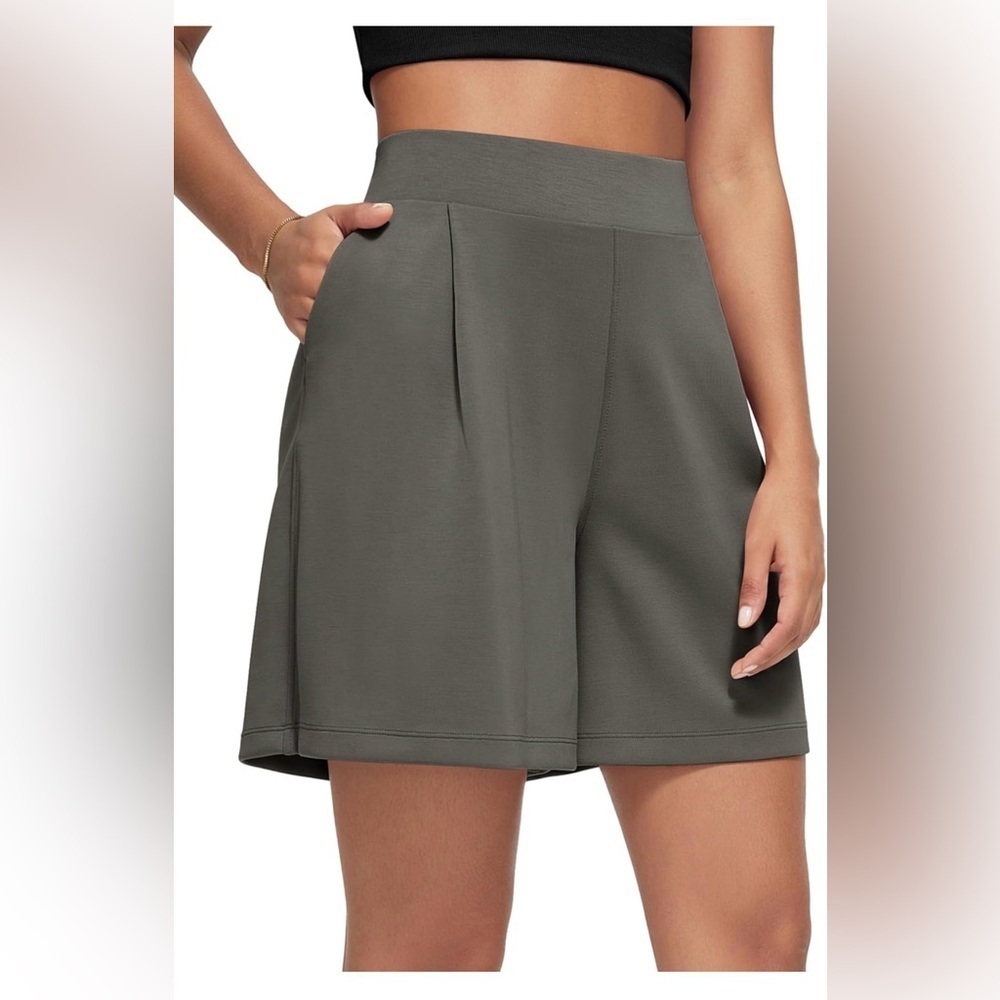 Ododos Modal Soft Wide Leg Shorts High Waist Size Medium NWT Women's Deep Gray